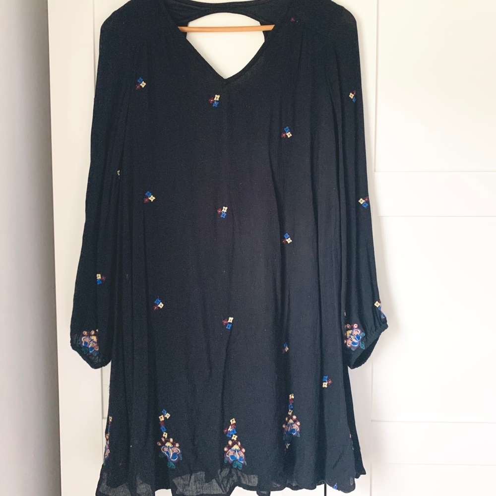 Black Japna Dress with Embroidery Detail